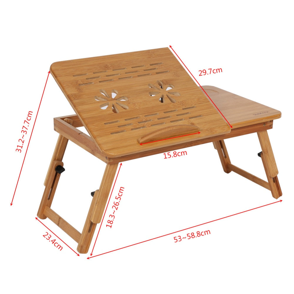 Adjustable Bamboo Laptop Lap Desk with Foldable Legs by HitMyNeed