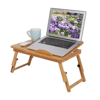 Adjustable Bamboo Laptop Table with Drawer by HitMyNeed
