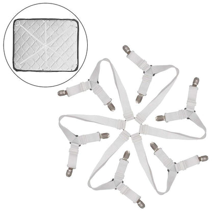 Adjustable Bed Sheet Fasteners with 12 Clips by HitMyNeed