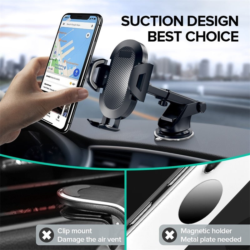 Adjustable Car Phone Cradle with Strong Suction Mount by HitMyNeed
