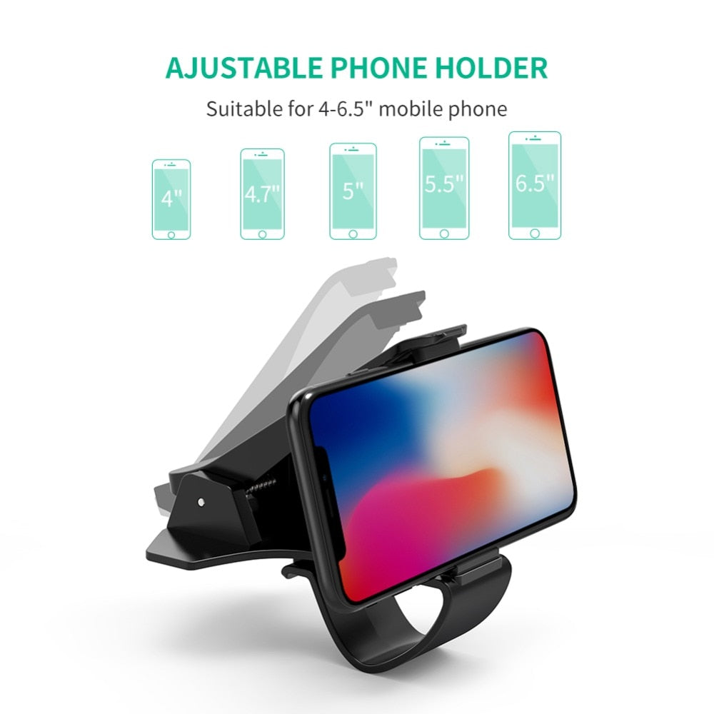 Adjustable Car Phone Holder with Dashboard Clip by HitMyNeed