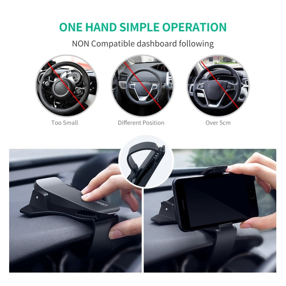 Adjustable Car Phone Holder with Dashboard Clip by HitMyNeed