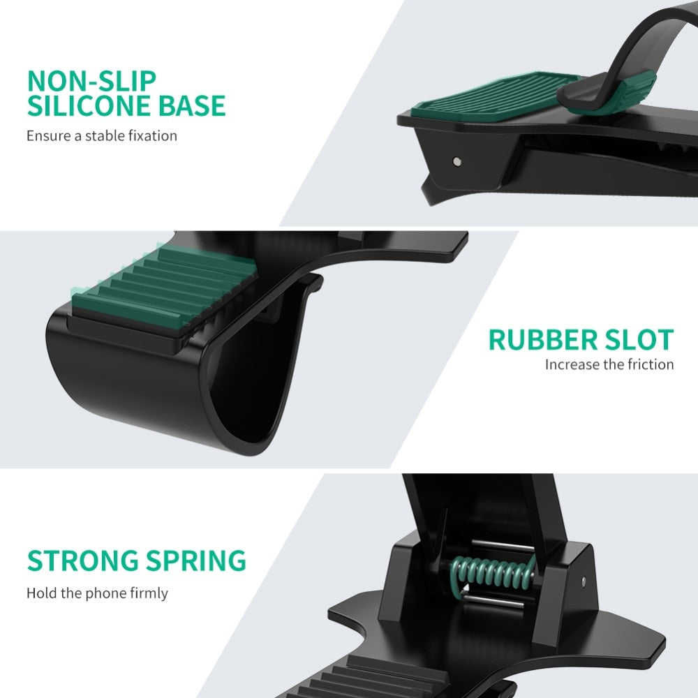 Adjustable Car Phone Holder with Dashboard Clip by HitMyNeed