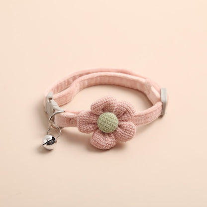 Adjustable Cat Flower Collar with Bell pink by HitMyNeed