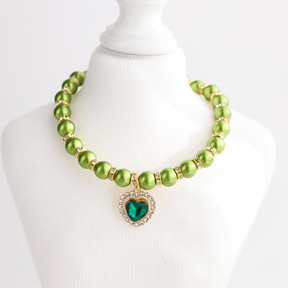 Adjustable Cat Pearl Collar with Rhinestones by HitMyNeed