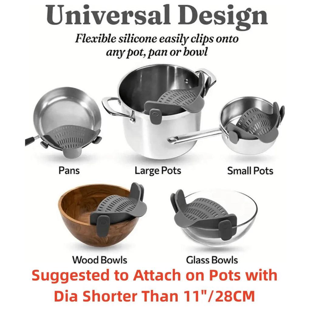 Adjustable Clip-On Pot Strainer for Pans & Bowls by HitMyNeed
