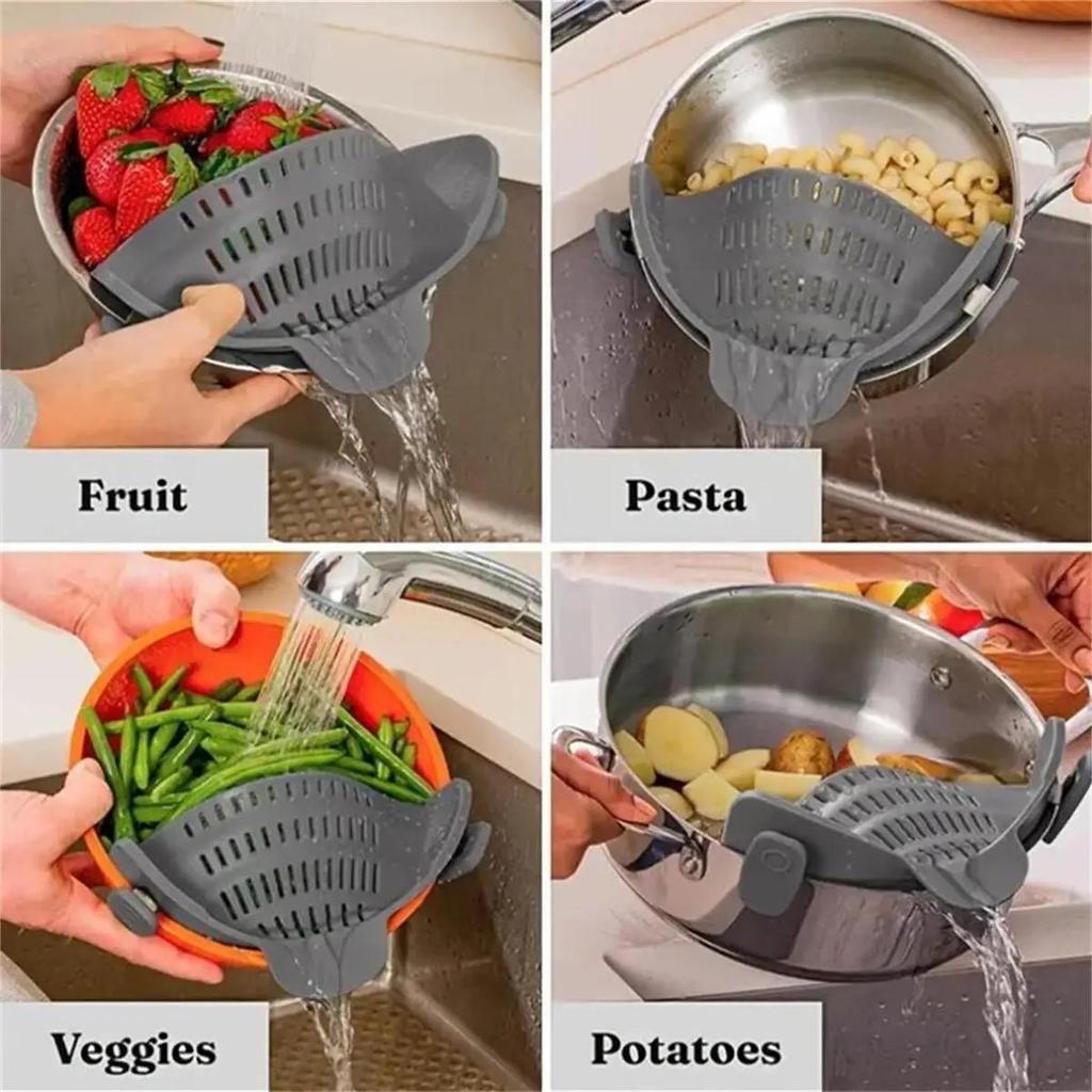 Adjustable Clip-On Pot Strainer for Pans & Bowls by HitMyNeed