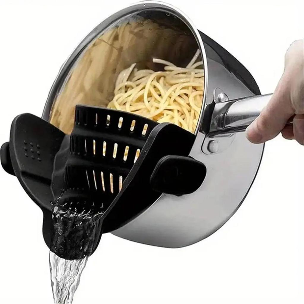 Adjustable Clip-On Pot Strainer for Pans & Bowls black by HitMyNeed