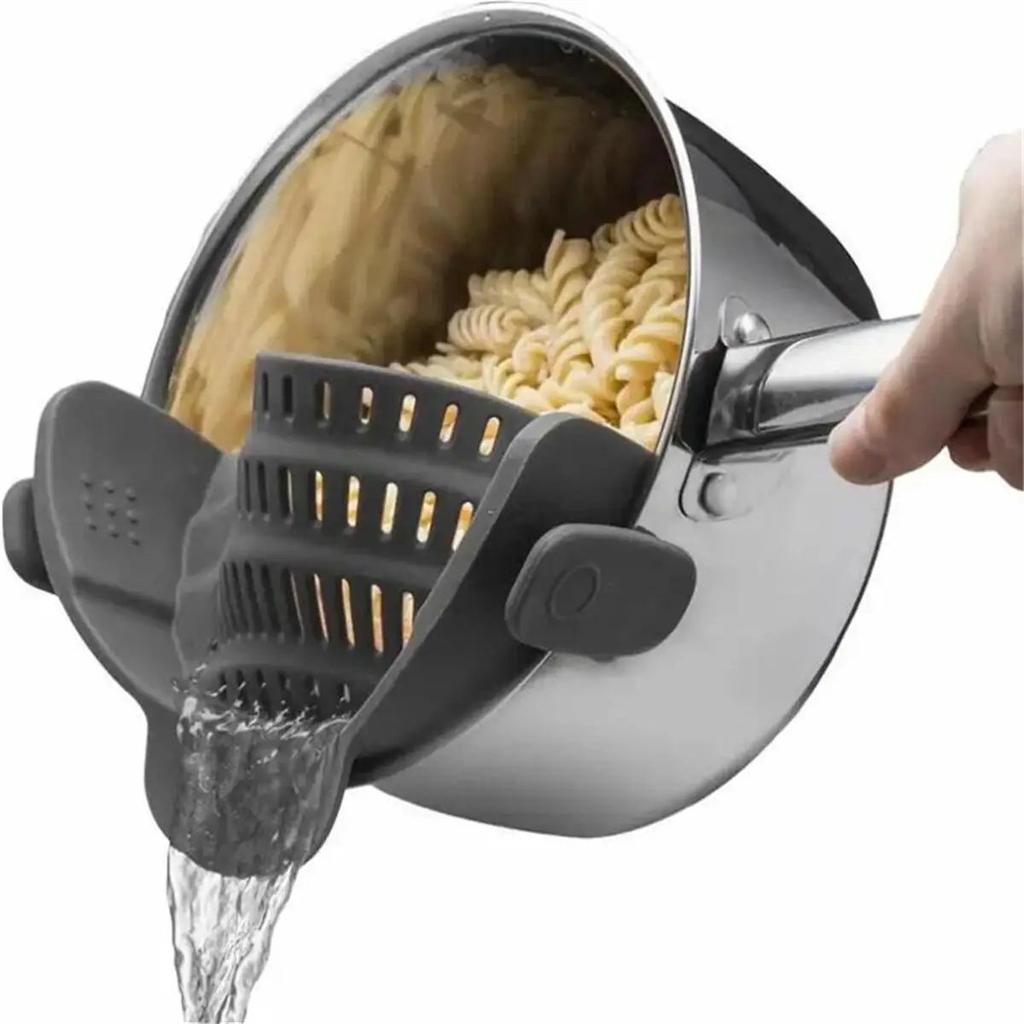 Adjustable Clip-On Pot Strainer for Pans & Bowls gray by HitMyNeed