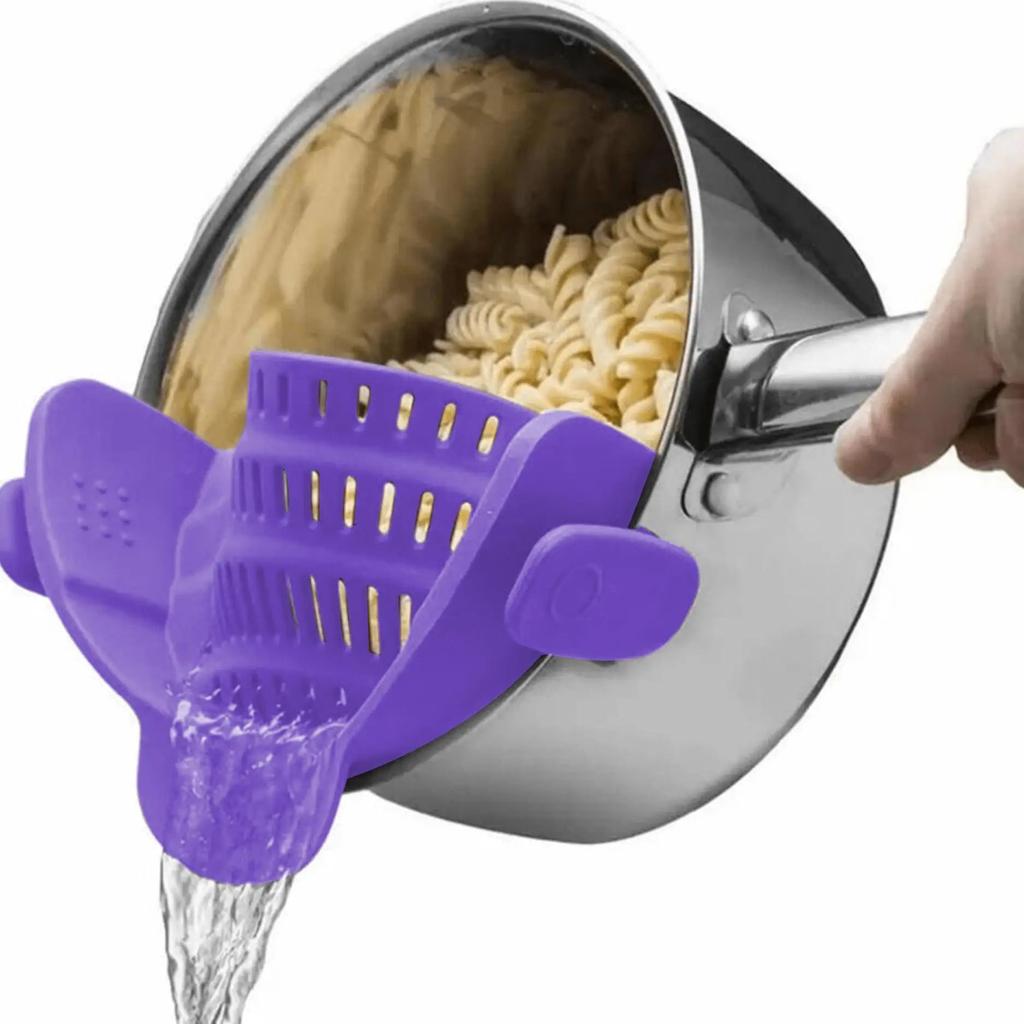 Adjustable Clip-On Pot Strainer for Pans & Bowls purple by HitMyNeed
