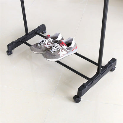 Adjustable Clothes Rack on Wheels with Shoe Shelf by HitMyNeed