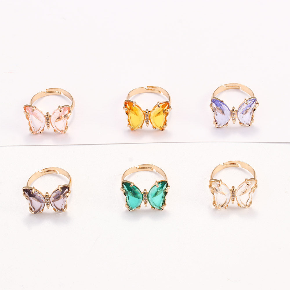 Adjustable Colorful Crystal Butterfly Ring by HitMyNeed