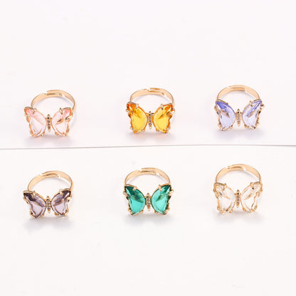 Adjustable Colorful Crystal Butterfly Ring by HitMyNeed