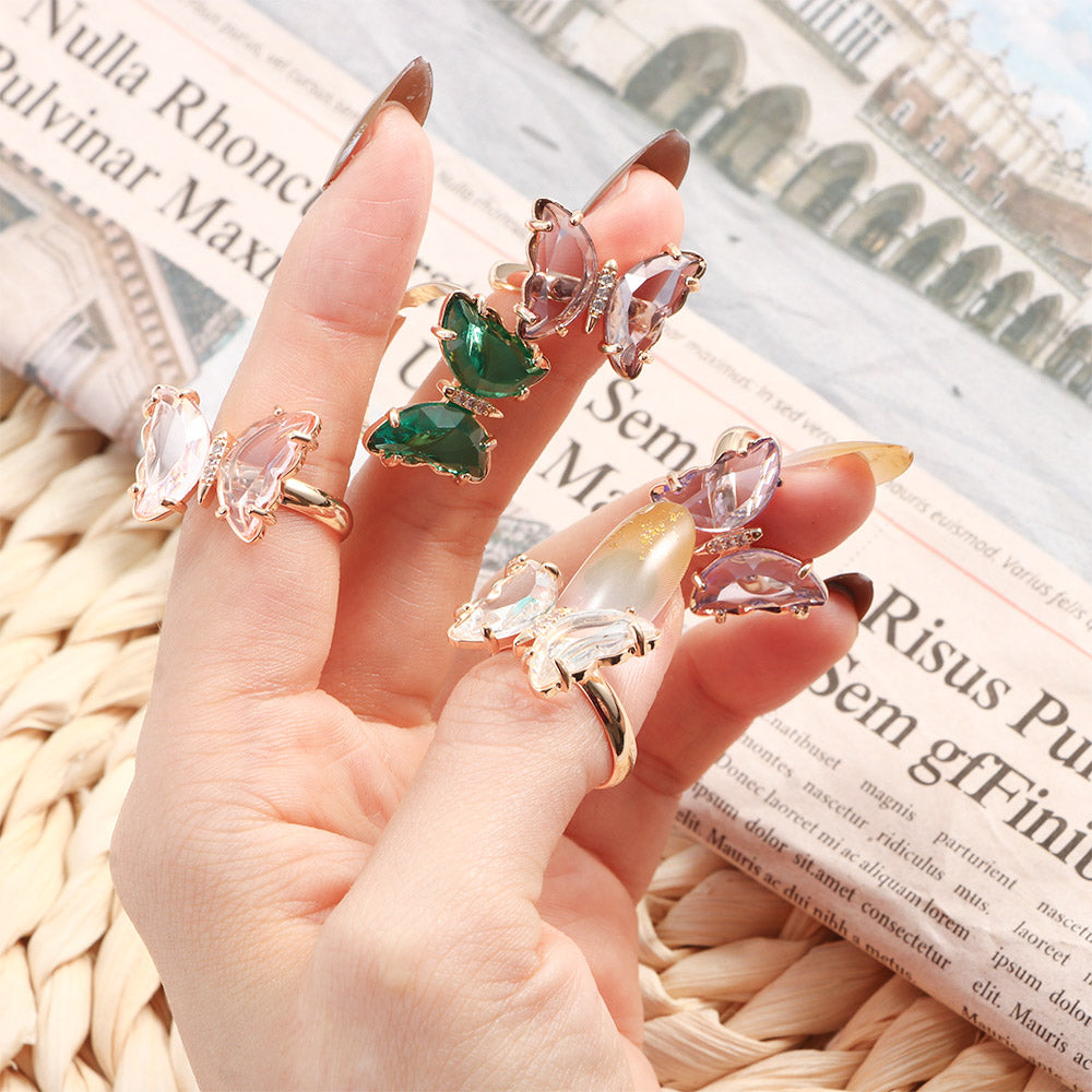 Adjustable Colorful Crystal Butterfly Ring by HitMyNeed