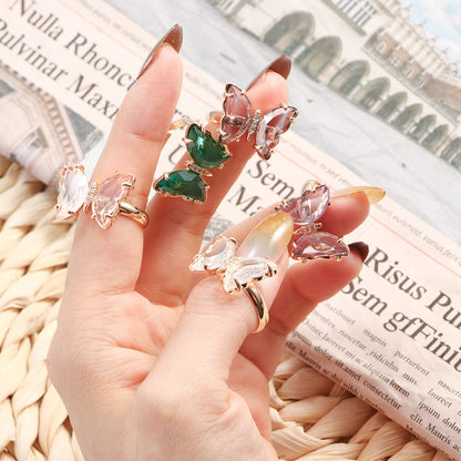 Adjustable Colorful Crystal Butterfly Ring by HitMyNeed