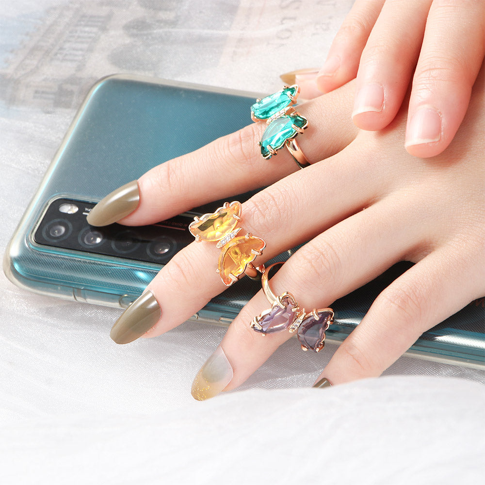 Adjustable Colorful Crystal Butterfly Ring by HitMyNeed