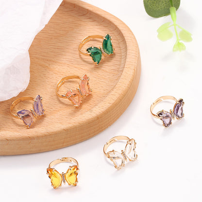 Adjustable Colorful Crystal Butterfly Ring by HitMyNeed