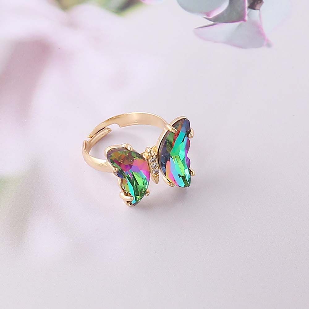Adjustable Colorful Crystal Butterfly Ring multicolor by HitMyNeed
