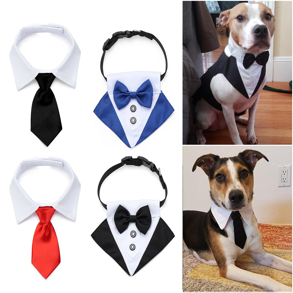 Adjustable Cotton Dog & Cat Necktie Set with Collar by HitMyNeed