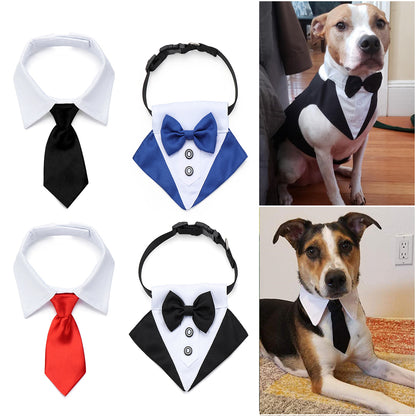 Adjustable Cotton Dog & Cat Necktie Set with Collar by HitMyNeed