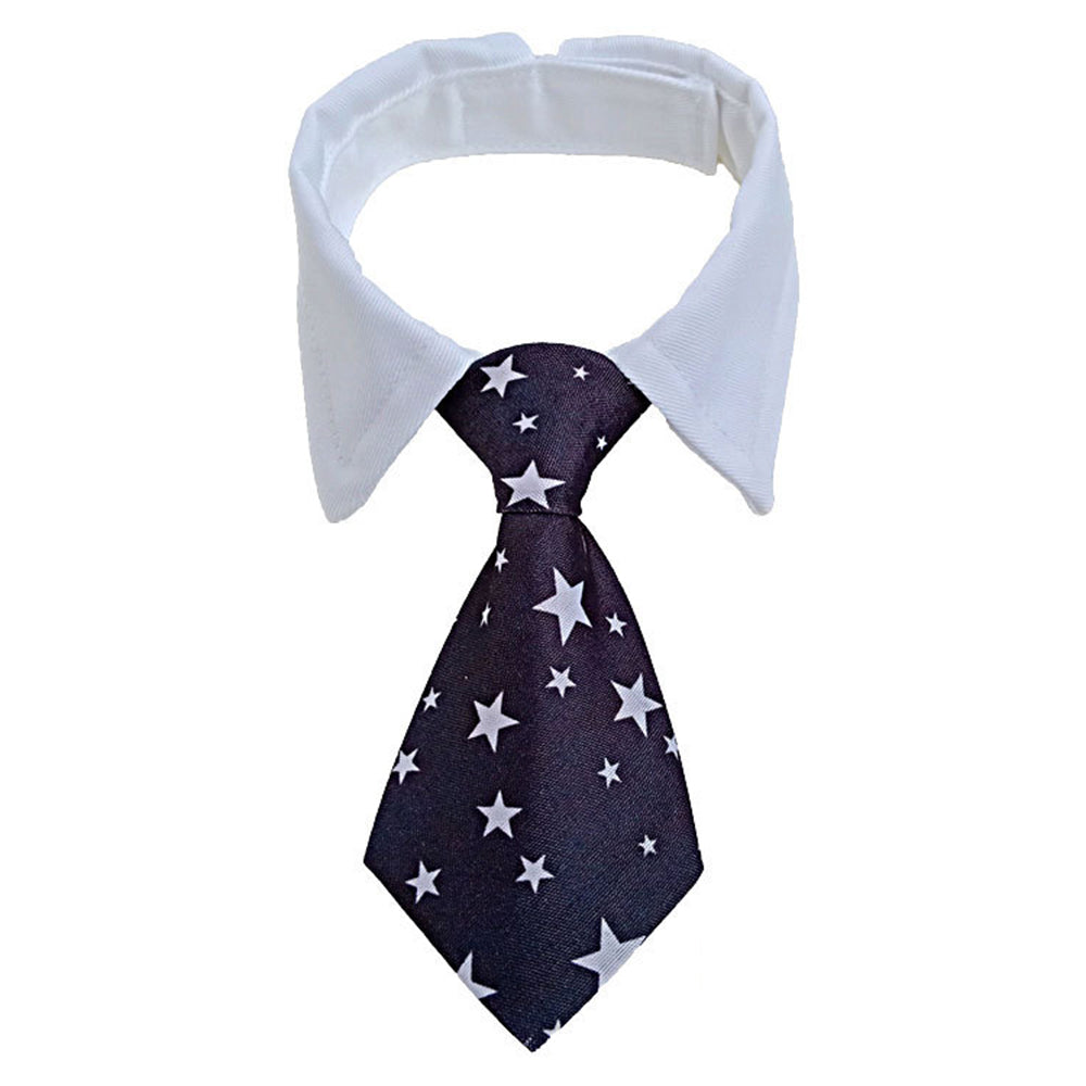 Adjustable Cotton Dog & Cat Necktie Set with Collar dark-blue l by HitMyNeed