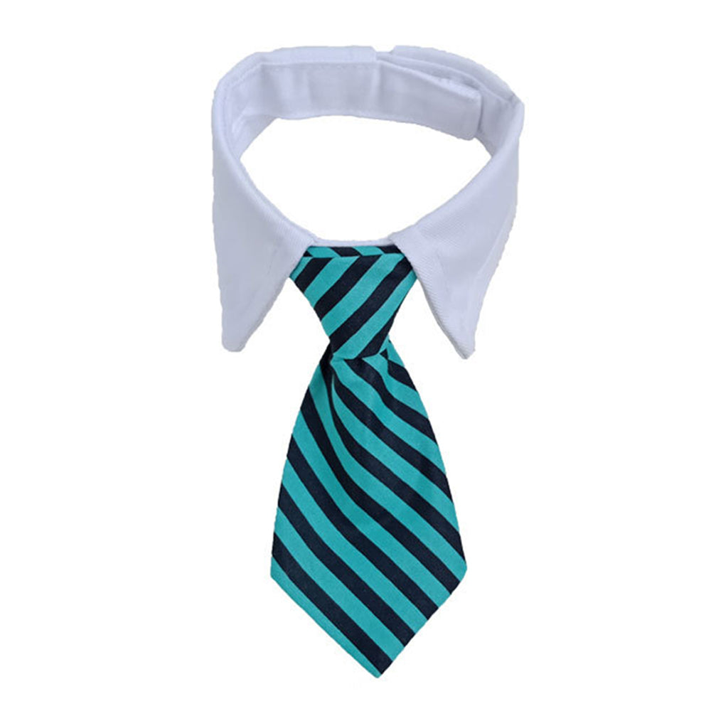 Adjustable Cotton Dog & Cat Necktie Set with Collar green l by HitMyNeed