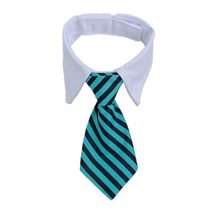 Adjustable Cotton Dog & Cat Necktie Set with Collar green l by HitMyNeed