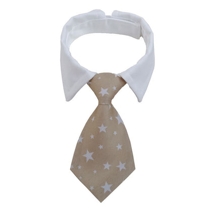 Adjustable Cotton Dog & Cat Necktie Set with Collar khaki l by HitMyNeed