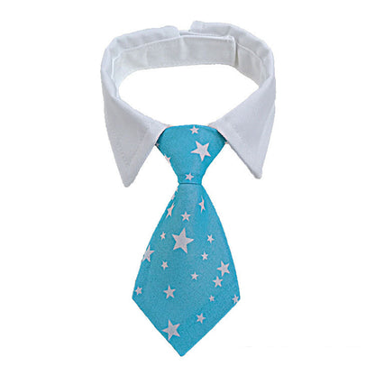 Adjustable Cotton Dog & Cat Necktie Set with Collar light-blue l by HitMyNeed