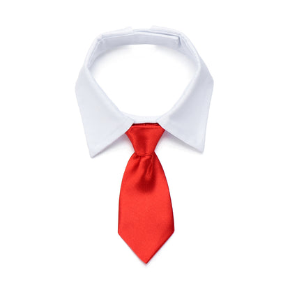 Adjustable Cotton Dog & Cat Necktie Set with Collar type1-red l by HitMyNeed