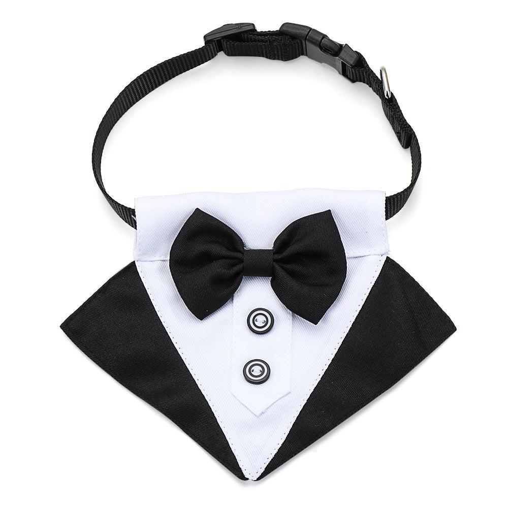 Adjustable Cotton Dog & Cat Necktie Set with Collar type2-black l by HitMyNeed