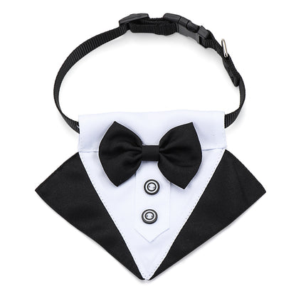 Adjustable Cotton Dog & Cat Necktie Set with Collar type2-black l by HitMyNeed