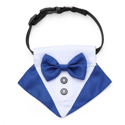 Adjustable Cotton Dog & Cat Necktie Set with Collar type2-blue l by HitMyNeed