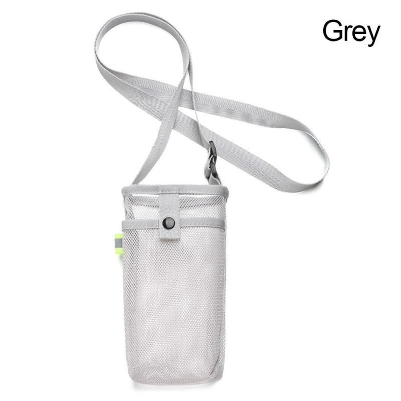 Adjustable Crossbody Mesh Water Bottle Holder gray by HitMyNeed