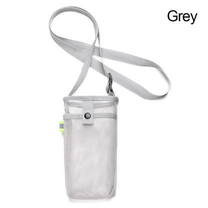 Adjustable Crossbody Mesh Water Bottle Holder gray by HitMyNeed