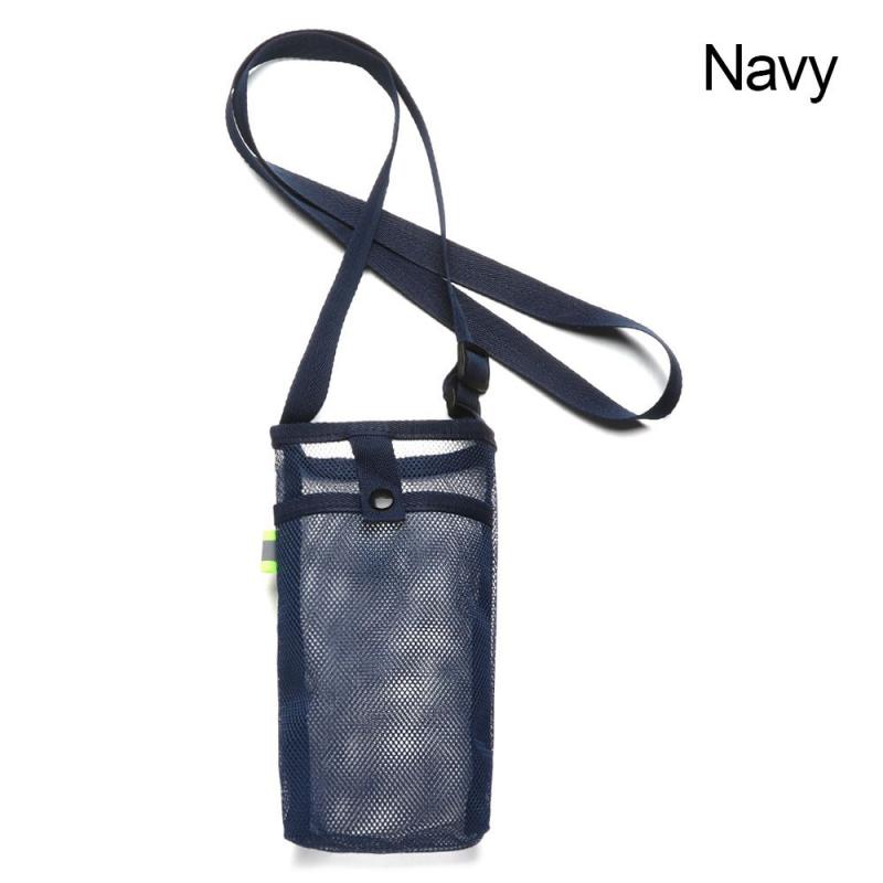Adjustable Crossbody Mesh Water Bottle Holder navy by HitMyNeed