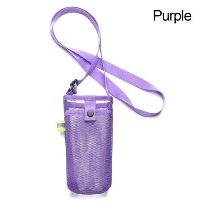 Adjustable Crossbody Mesh Water Bottle Holder purple by HitMyNeed