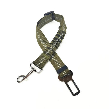 Adjustable Dog Car Safety Belt with Bungee army-green by HitMyNeed