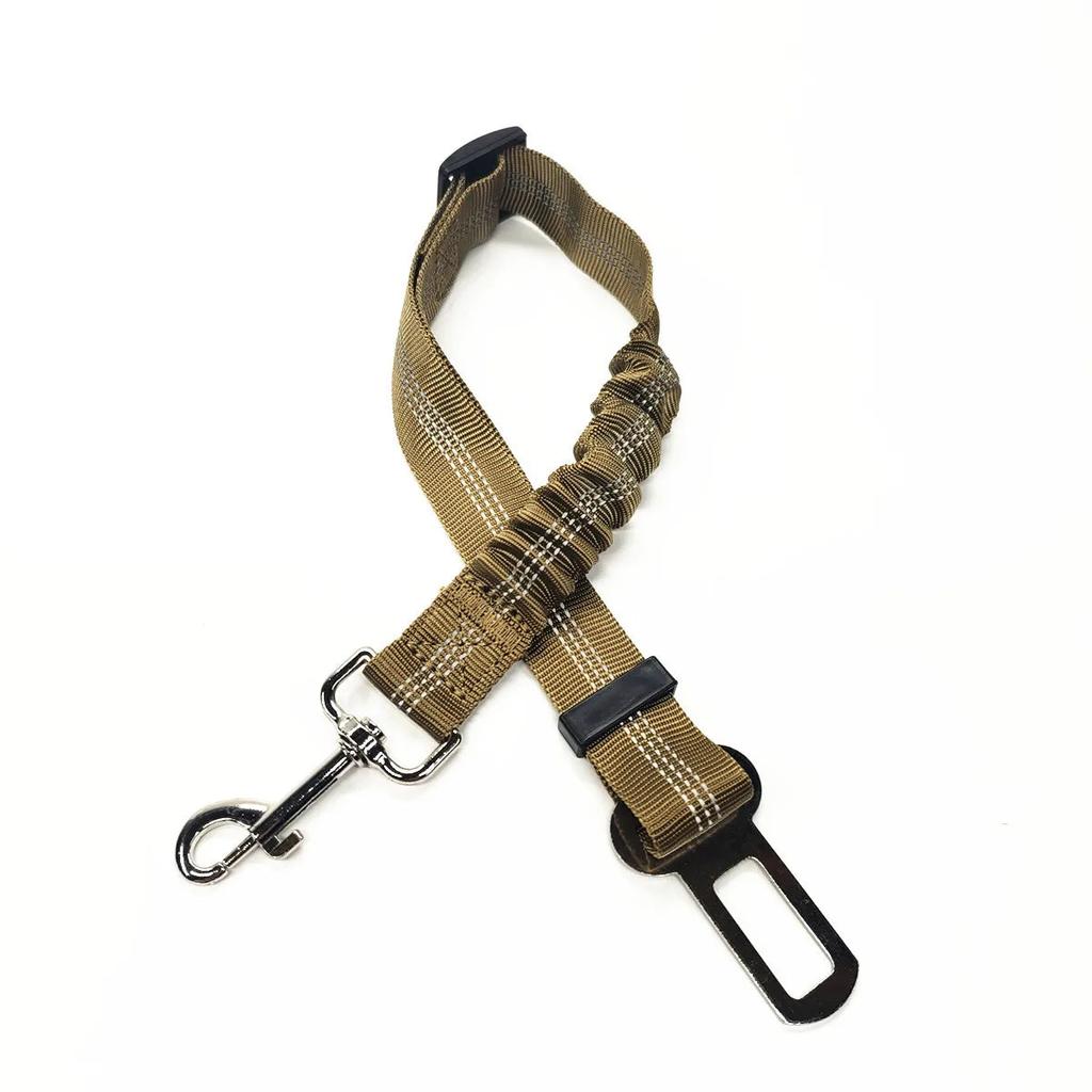 Adjustable Dog Car Safety Belt with Bungee khaki by HitMyNeed