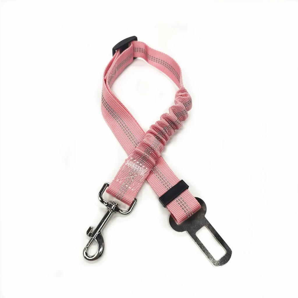 Adjustable Dog Car Safety Belt with Bungee light-pink by HitMyNeed