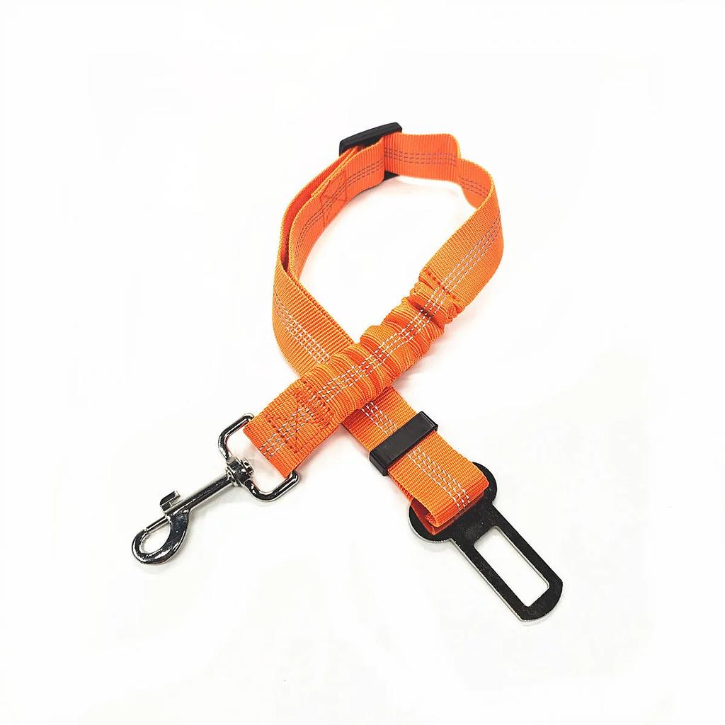Adjustable Dog Car Safety Belt with Bungee orange by HitMyNeed