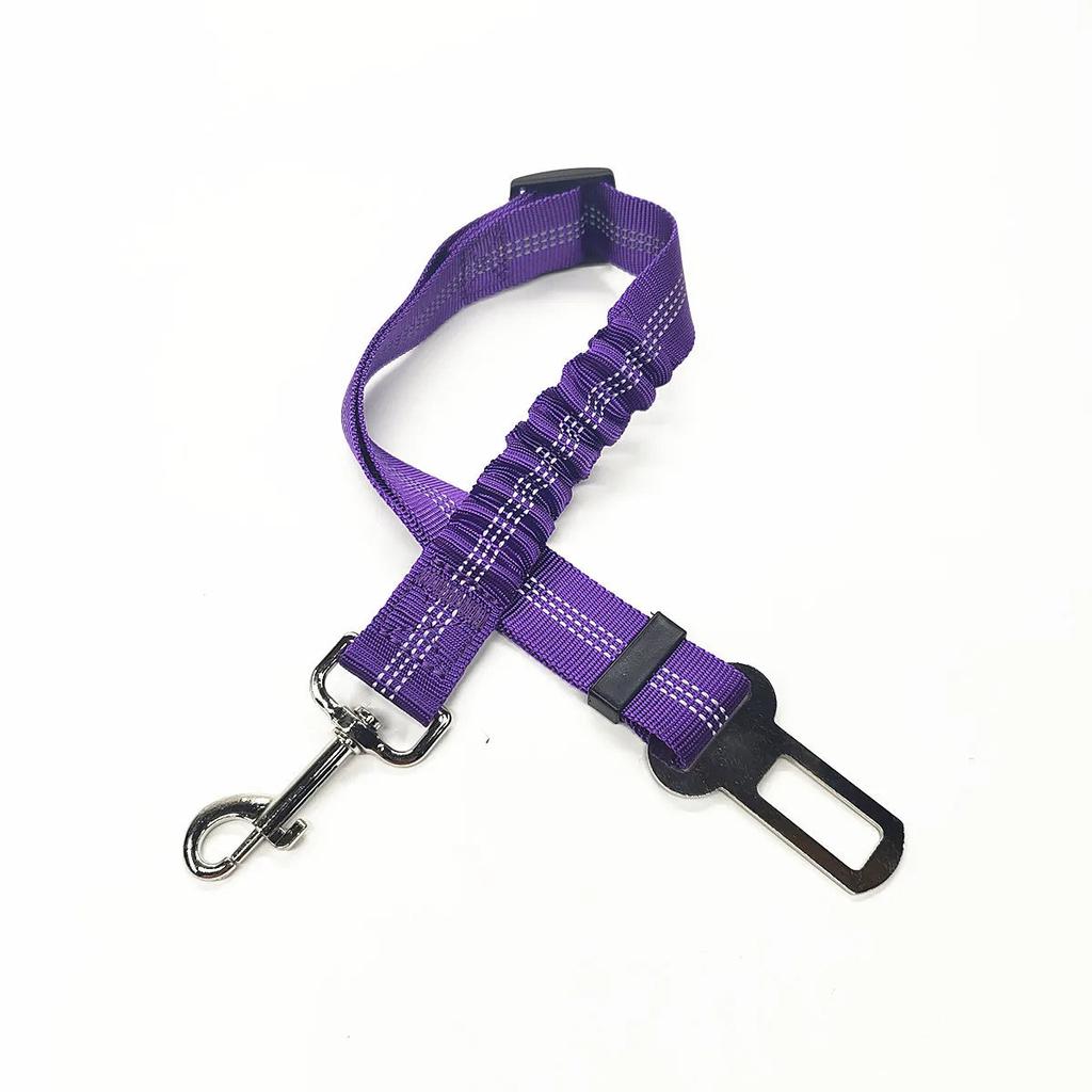 Adjustable Dog Car Safety Belt with Bungee purple by HitMyNeed
