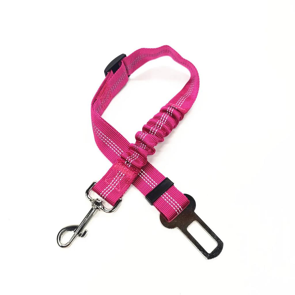 Adjustable Dog Car Safety Belt with Bungee purple-red by HitMyNeed