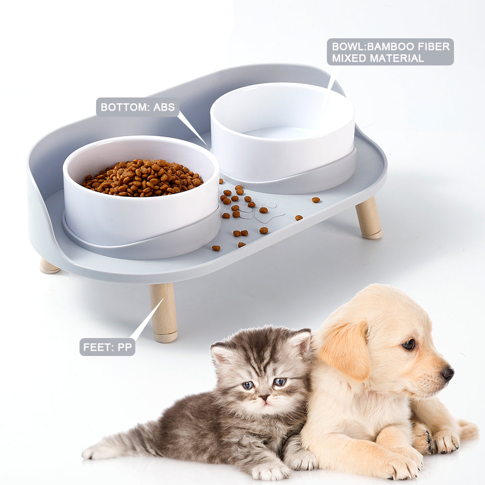 Adjustable Dog Double Bowls with Spill-Guard Base by HitMyNeed