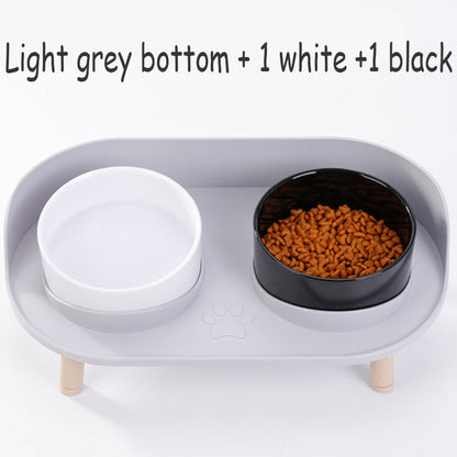 Adjustable Dog Double Bowls with Spill-Guard Base light-gray-1w-1b by HitMyNeed