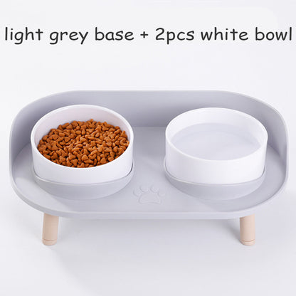 Adjustable Dog Double Bowls with Spill-Guard Base light-gray-2w by HitMyNeed