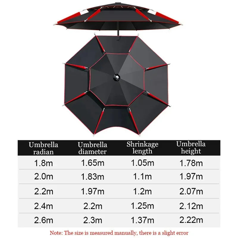Adjustable Double-Layer Fishing Parasol 1.8-2.6m by HitMyNeed
