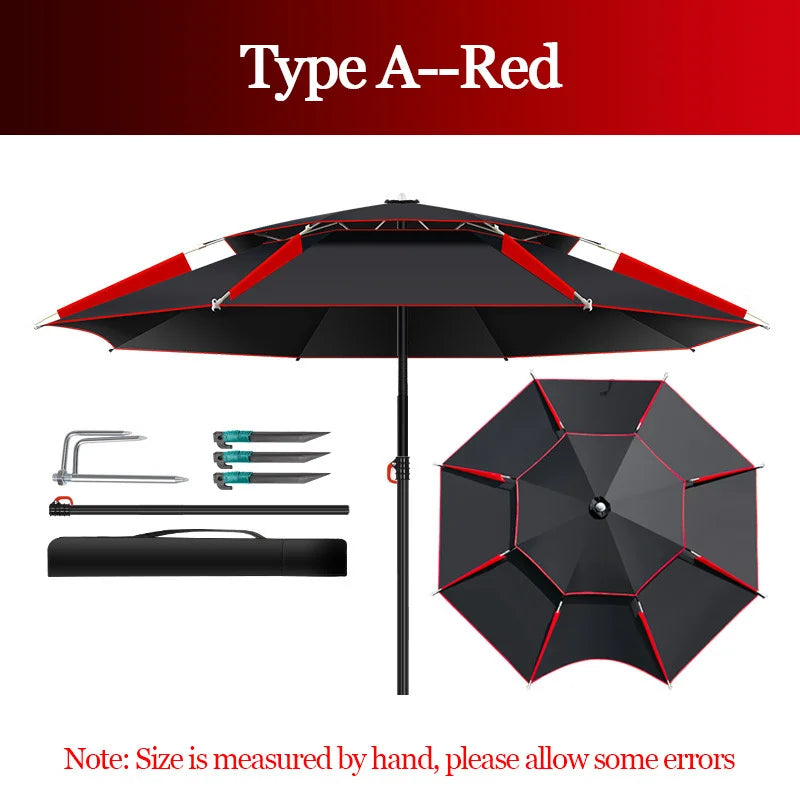 Adjustable Double-Layer Fishing Parasol 1.8-2.6m a-red 2-6m by HitMyNeed