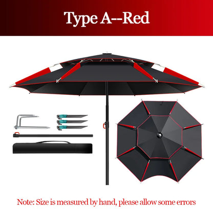 Adjustable Double-Layer Fishing Parasol 1.8-2.6m a-red 2-6m by HitMyNeed