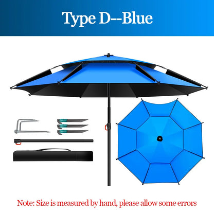 Adjustable Double-Layer Fishing Parasol 1.8-2.6m d-blue 2-6m by HitMyNeed